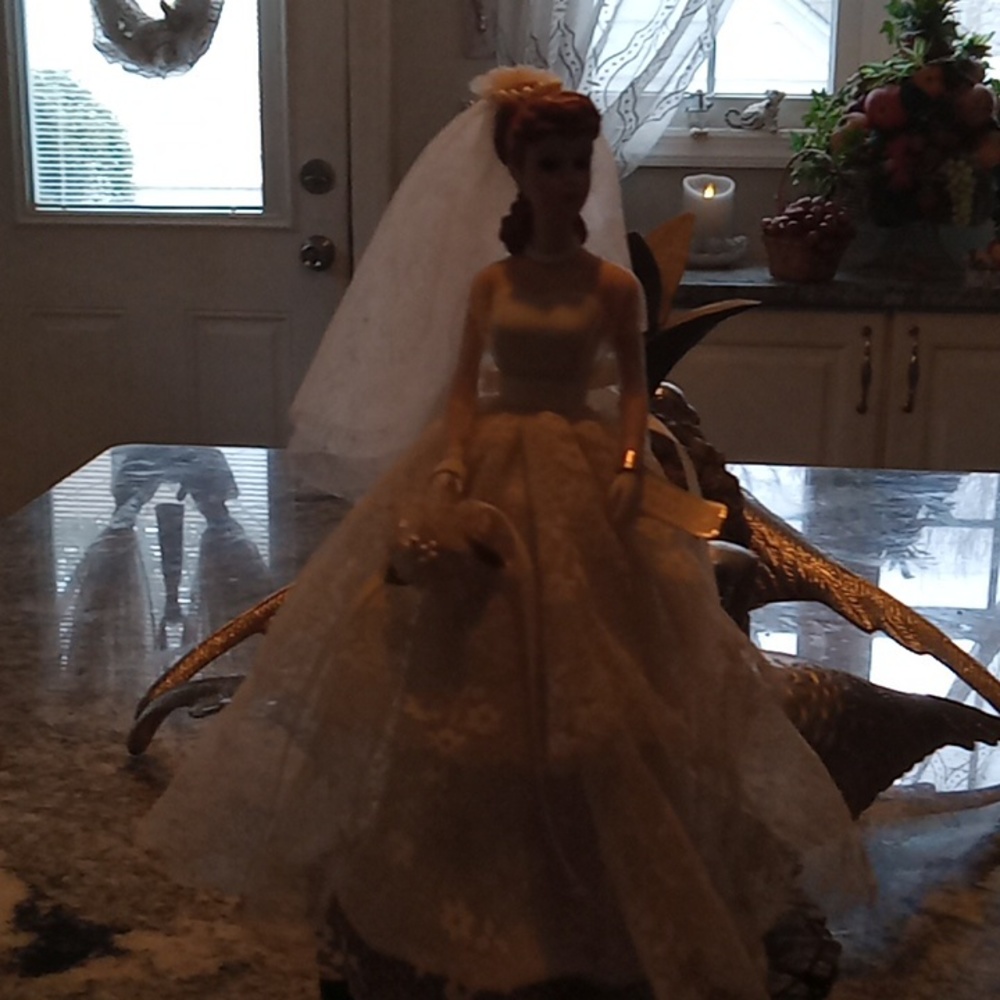 Porcelain collectable wedding day barbie doll